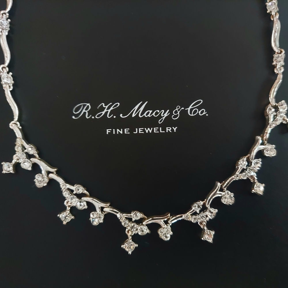 Stunning Silver & Crystal Rhinestone Necklace ~ R H Macy & Co Fine Jewelry
